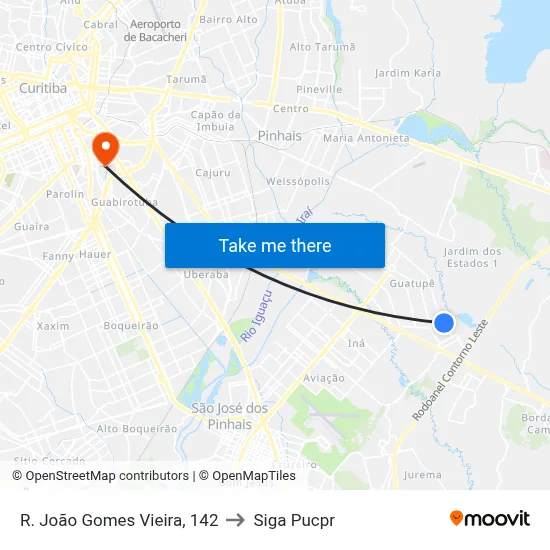 R. João Gomes Vieira, 142 to Siga Pucpr map