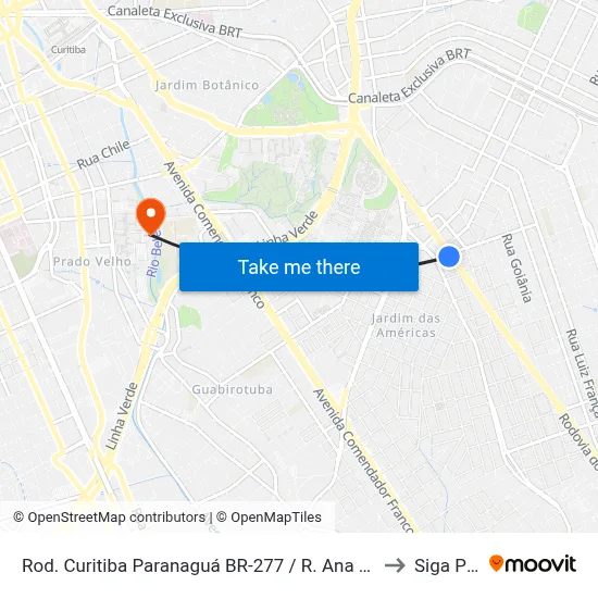 Rod. Curitiba Paranaguá BR-277 / R. Ana Aberta Roskamp to Siga Pucpr map