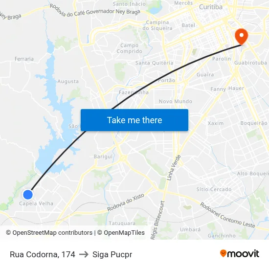 Rua Codorna, 174 to Siga Pucpr map