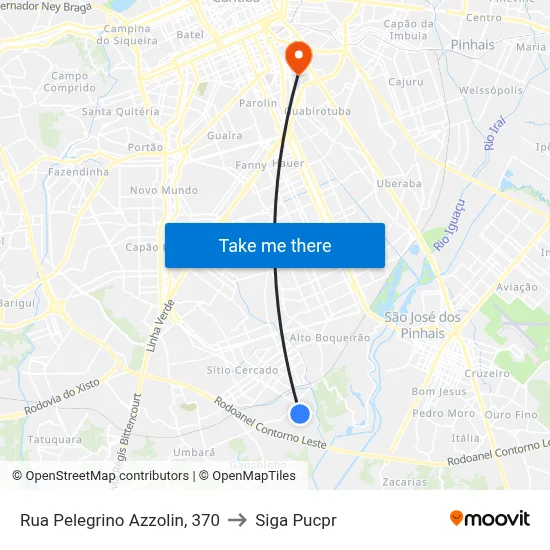 Rua Pelegrino Azzolin, 370 to Siga Pucpr map