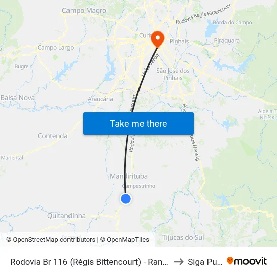 Rodovia Br 116 (Régis Bittencourt) - Rancho Velho to Siga Pucpr map
