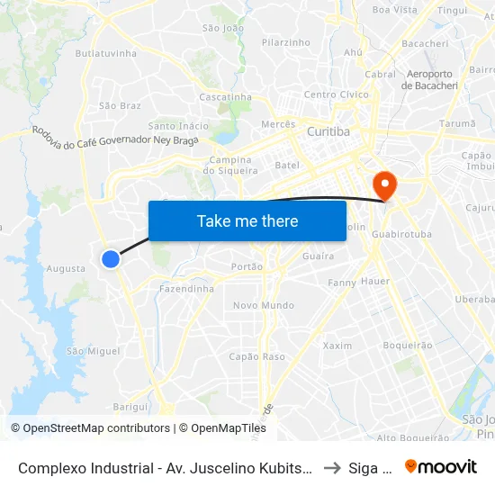 Complexo Industrial - Av. Juscelino Kubitschek De Oliveira - Grasp to Siga Pucpr map