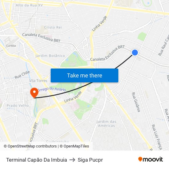 Terminal Capão Da Imbuia to Siga Pucpr map