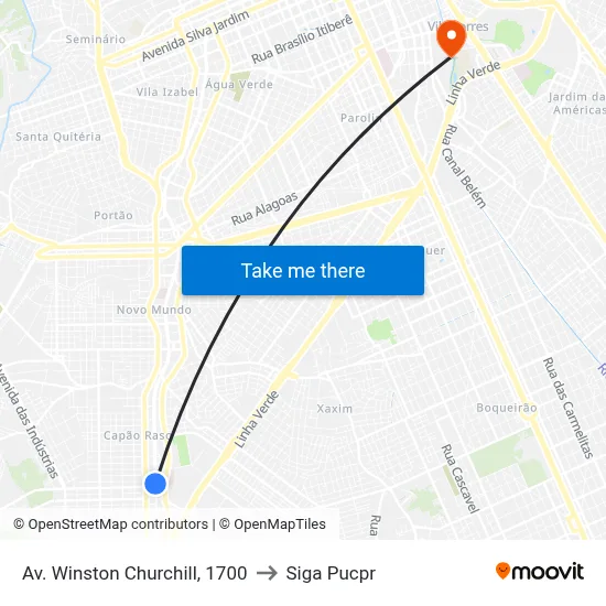 Av. Winston Churchill, 1700 to Siga Pucpr map