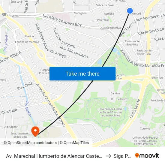 Av. Marechal Humberto de Alencar Castelo Branco, 954 to Siga Pucpr map