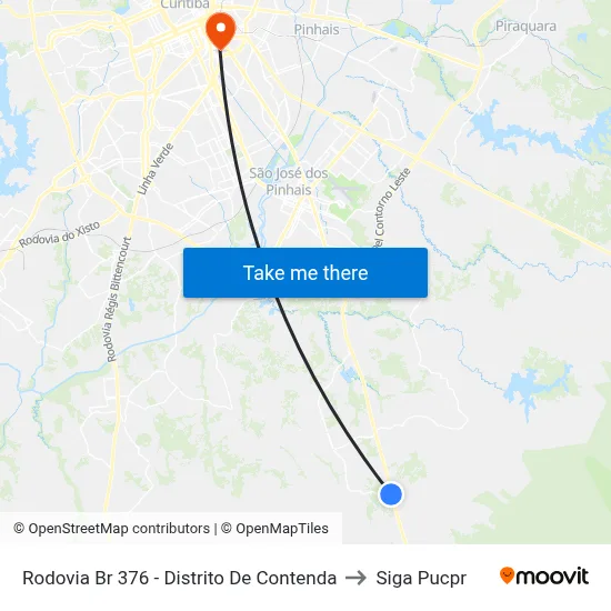 Rodovia Br 376 - Distrito De Contenda to Siga Pucpr map