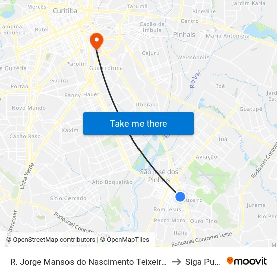 R. Jorge Mansos do Nascimento Teixeira, 100 to Siga Pucpr map