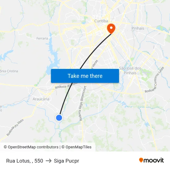 Rua Lotus, , 550 to Siga Pucpr map