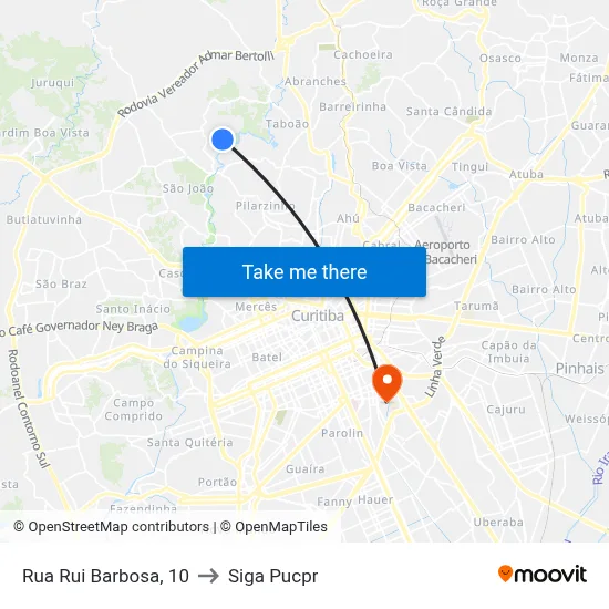 Rua Rui Barbosa, 10 to Siga Pucpr map