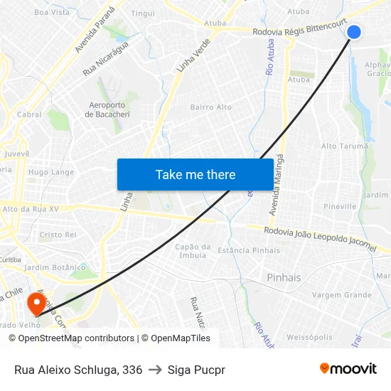 Rua Aleixo Schluga, 336 to Siga Pucpr map