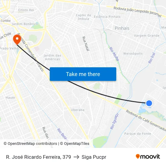 R. José Ricardo Ferreira, 379 to Siga Pucpr map