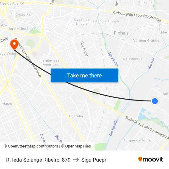 R. Ieda Solange Ribeiro, 879 to Siga Pucpr map