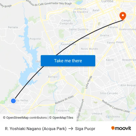 R. Yoshiaki Nagano (Acqua Park) to Siga Pucpr map