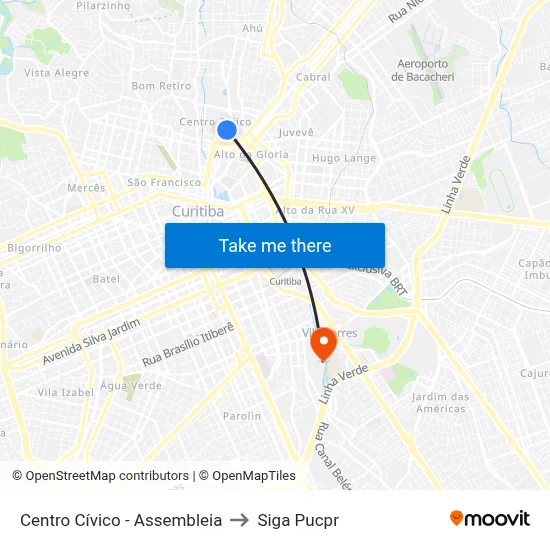 Centro Cívico - Assembleia to Siga Pucpr map