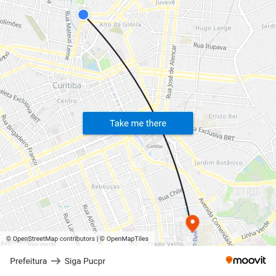 Prefeitura to Siga Pucpr map