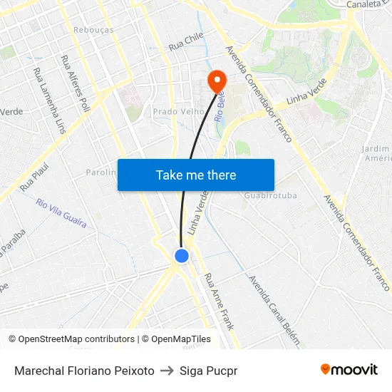 Marechal Floriano Peixoto to Siga Pucpr map