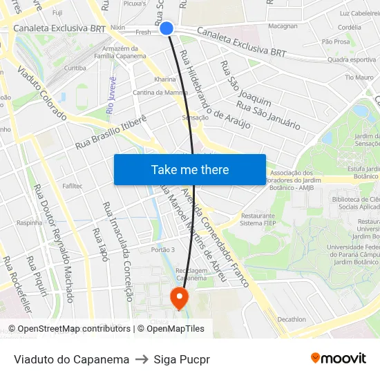 Viaduto do Capanema to Siga Pucpr map