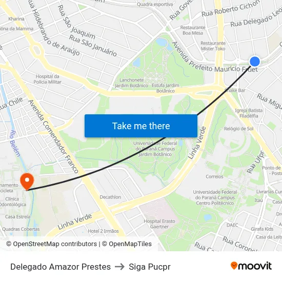 Delegado Amazor Prestes to Siga Pucpr map