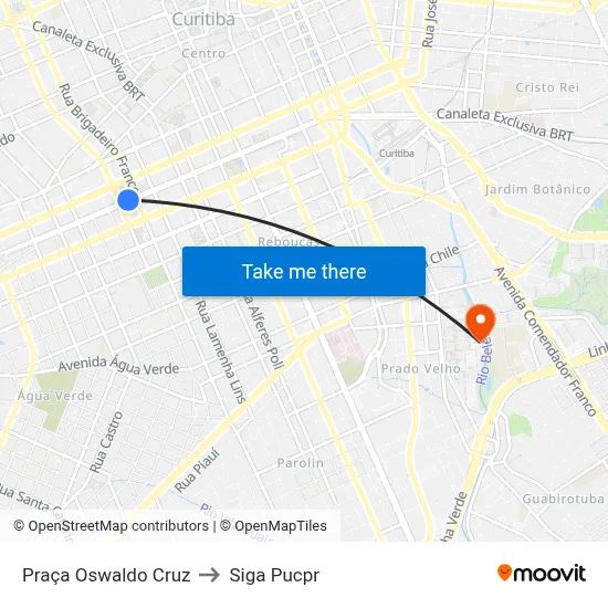 Praça Oswaldo Cruz to Siga Pucpr map