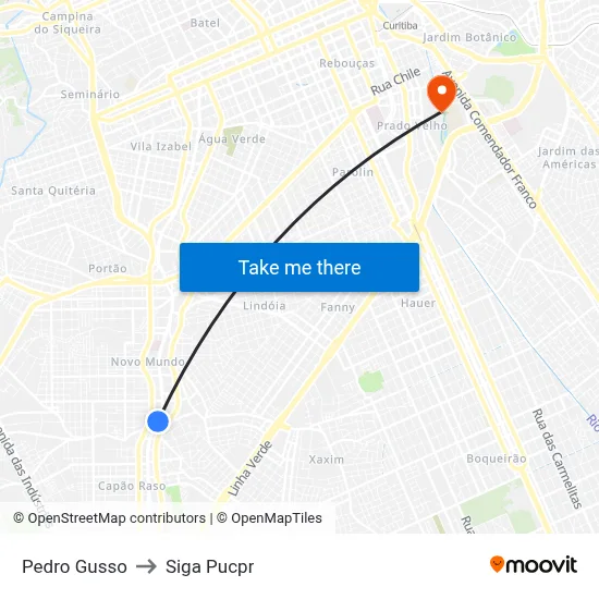 Pedro Gusso to Siga Pucpr map