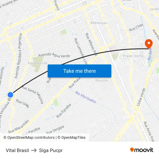 Vital Brasil to Siga Pucpr map