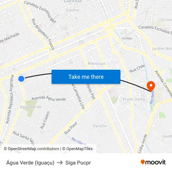 Água Verde (Iguaçu) to Siga Pucpr map