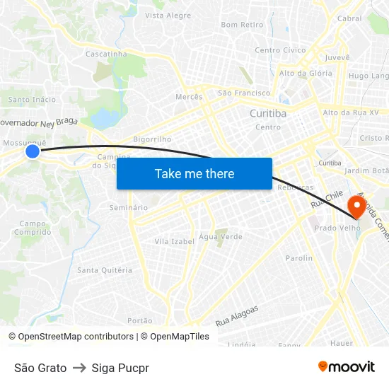 São Grato to Siga Pucpr map