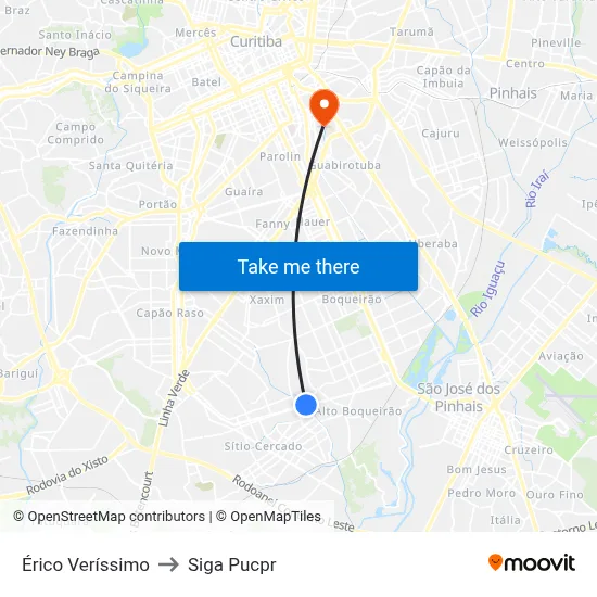 Érico Veríssimo to Siga Pucpr map