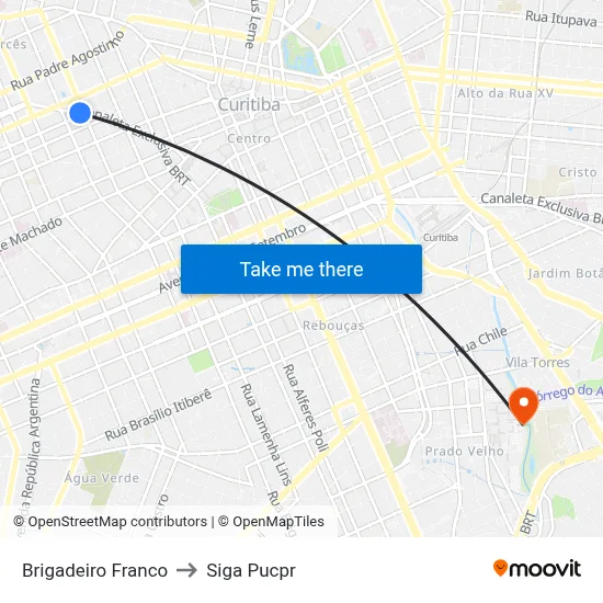 Brigadeiro Franco to Siga Pucpr map