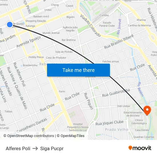 Alferes Poli to Siga Pucpr map