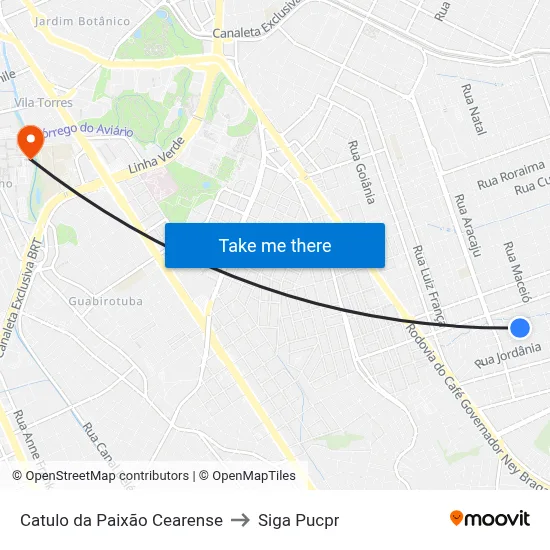 Catulo da Paixão Cearense to Siga Pucpr map