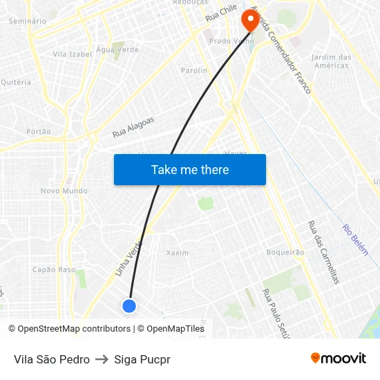 Vila São Pedro to Siga Pucpr map
