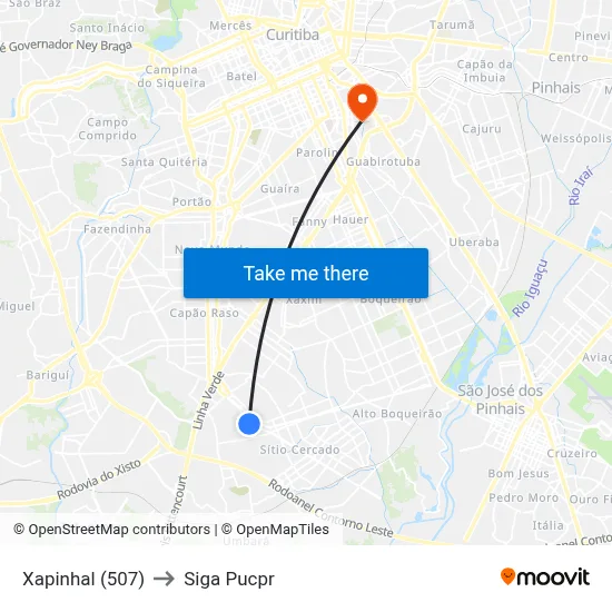 Xapinhal (507) to Siga Pucpr map
