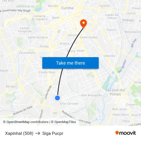 Xapinhal (508) to Siga Pucpr map