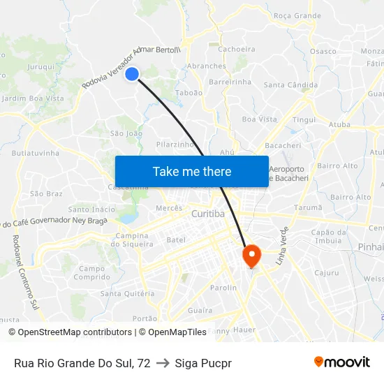 Rua Rio Grande Do Sul, 72 to Siga Pucpr map
