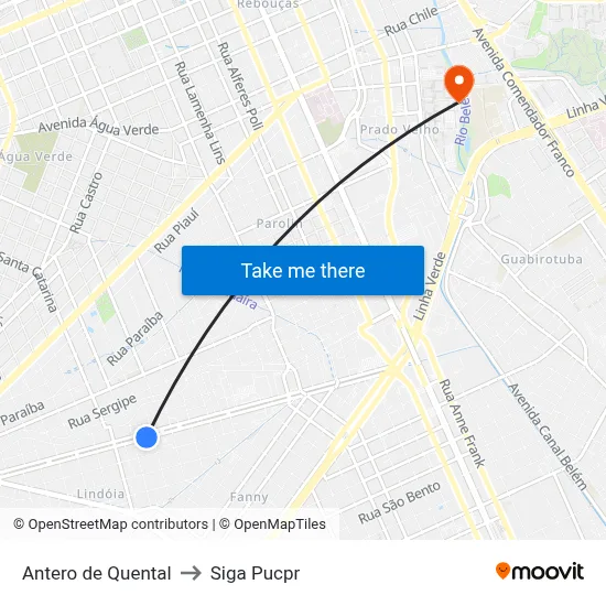 Antero de Quental to Siga Pucpr map