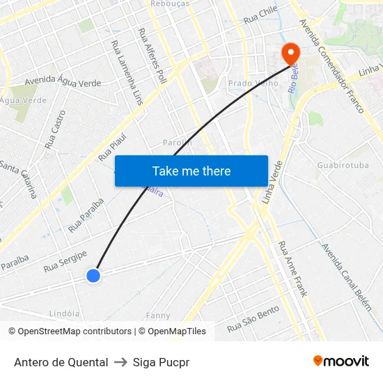 Antero de Quental to Siga Pucpr map