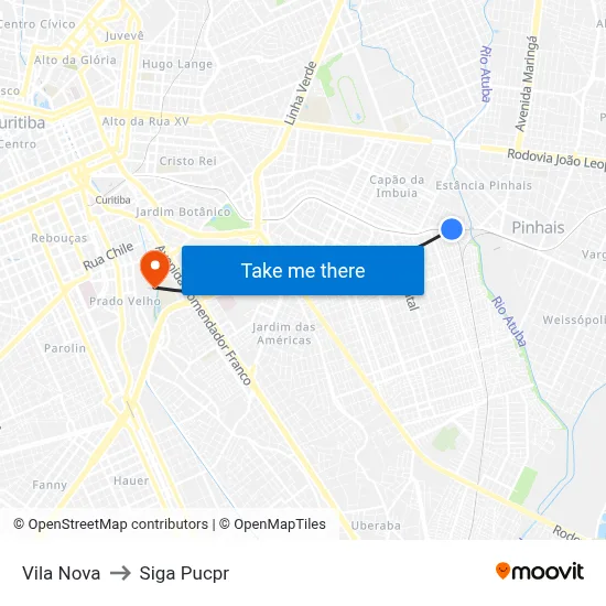 Vila Nova to Siga Pucpr map