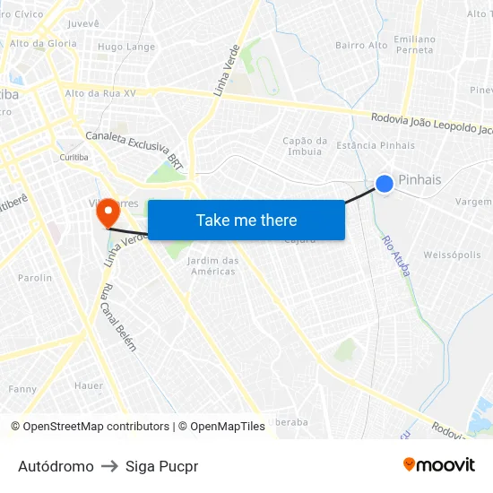Autódromo to Siga Pucpr map
