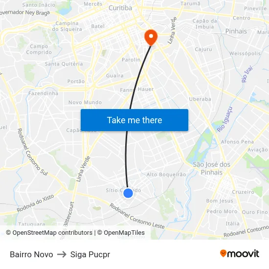 Bairro Novo to Siga Pucpr map