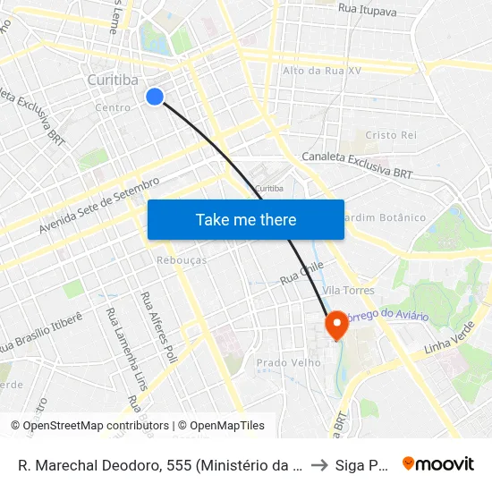 R. Marechal Deodoro, 555 (Ministério da Economia) to Siga Pucpr map