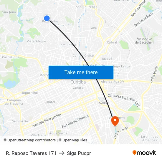R. Raposo Tavares 171 to Siga Pucpr map