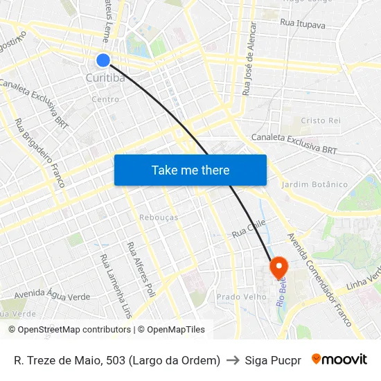 R. Treze de Maio, 503 (Largo da Ordem) to Siga Pucpr map