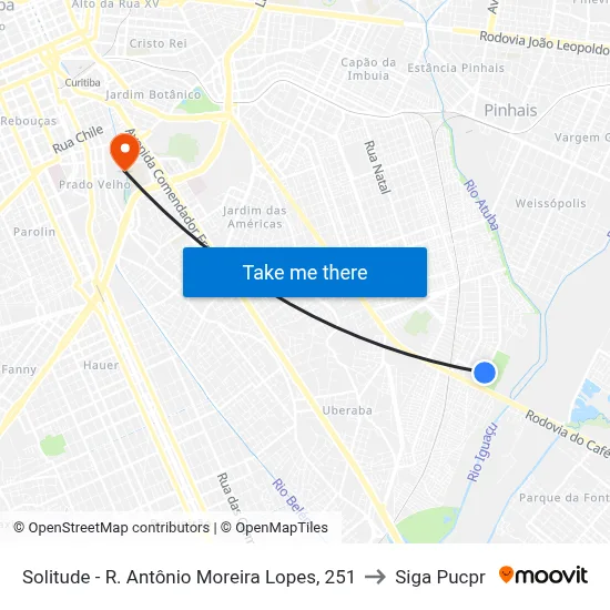 Solitude - R. Antônio Moreira Lopes, 251 to Siga Pucpr map