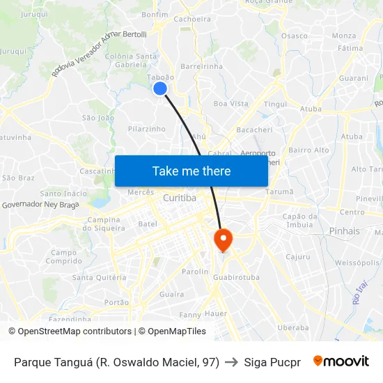 Parque Tanguá (R. Oswaldo Maciel, 97) to Siga Pucpr map