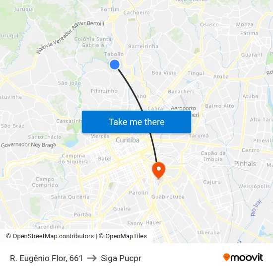 R. Eugênio Flor, 661 to Siga Pucpr map