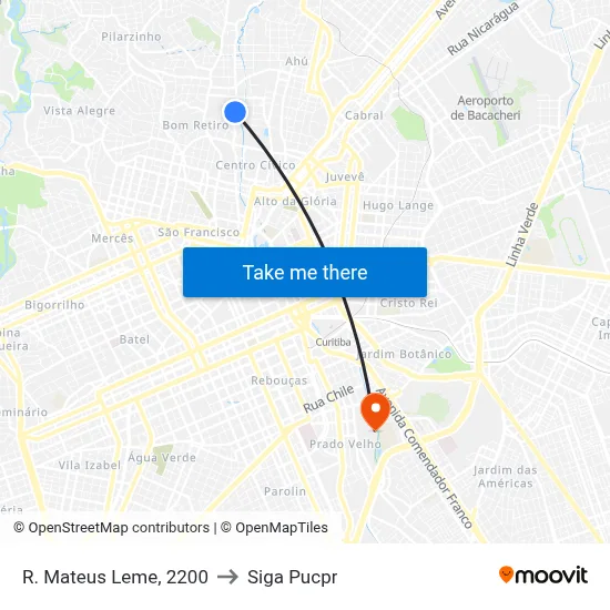 R. Mateus Leme, 2200 to Siga Pucpr map