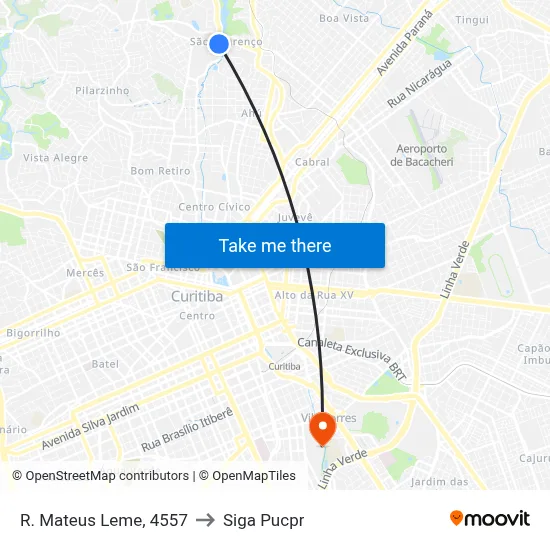 R. Mateus Leme, 4557 to Siga Pucpr map