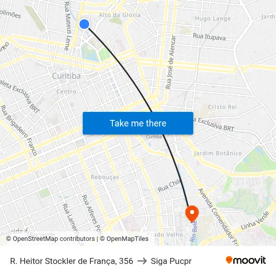 R. Heitor Stockler de França, 356 to Siga Pucpr map