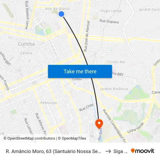 R. Amâncio Moro, 63 (Santuário Nossa Senhora do Perpétuo Socorro) to Siga Pucpr map